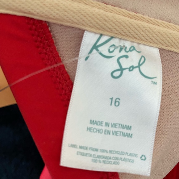 NWT Kona Sol x Target - Rouched Red Swimsuit Size 16 - Picture 5 of 7